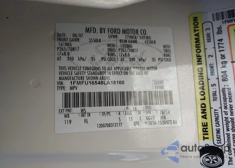 2008 Ford Expedition Xlt from USA, damaged, VIN 1FMFU16548LA18160